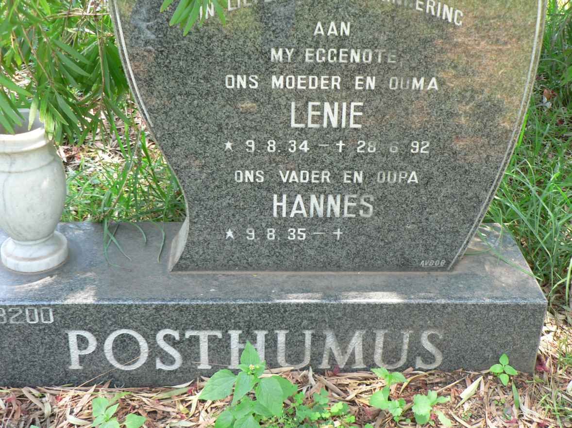 POSTHUMUS Hannes 1935- &amp; Lenie 1934-1992