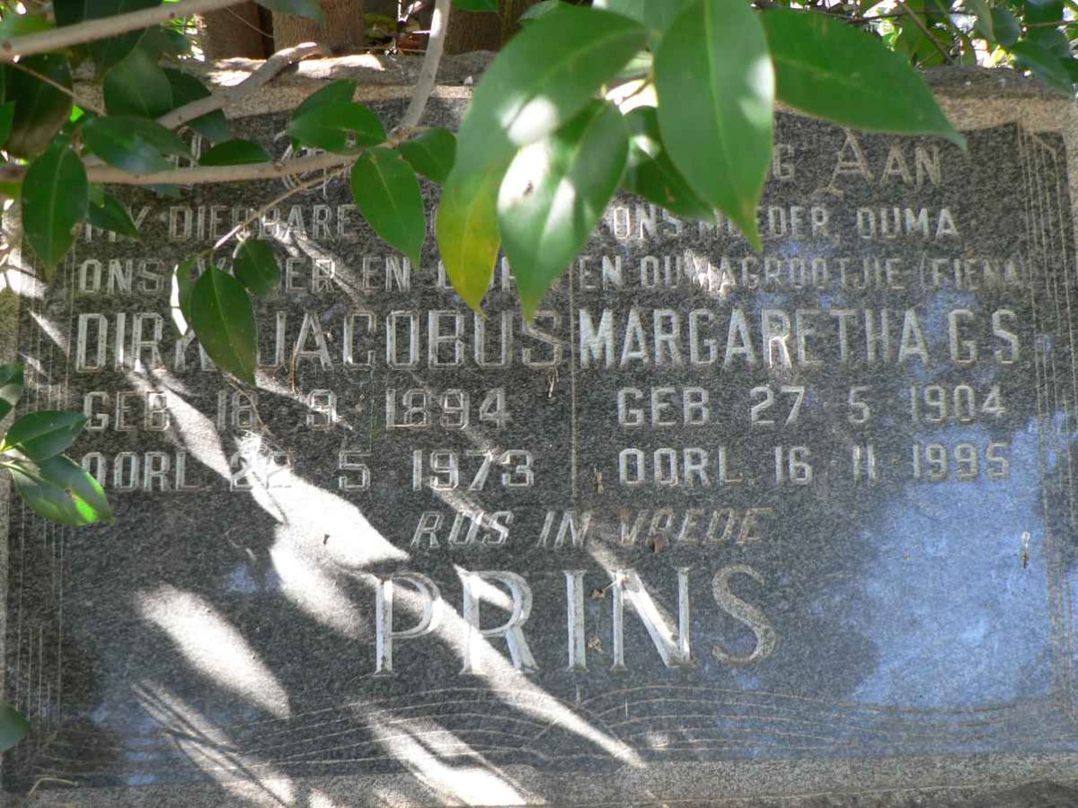 PRINS Dirk Jacobus 1894-1973 &amp; Margaretha G.S. 1904-1995