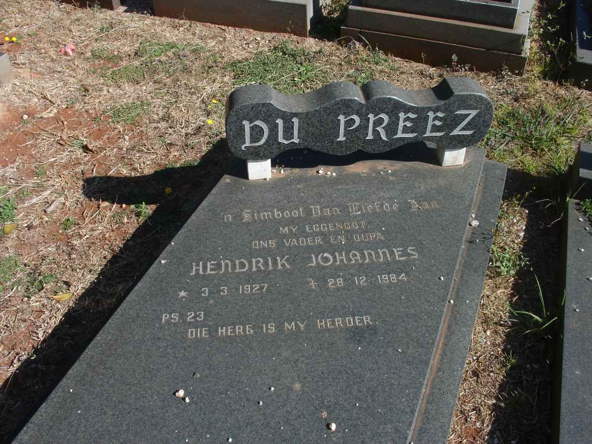 PREEZ Hendrik Johannes, du 1927-1984