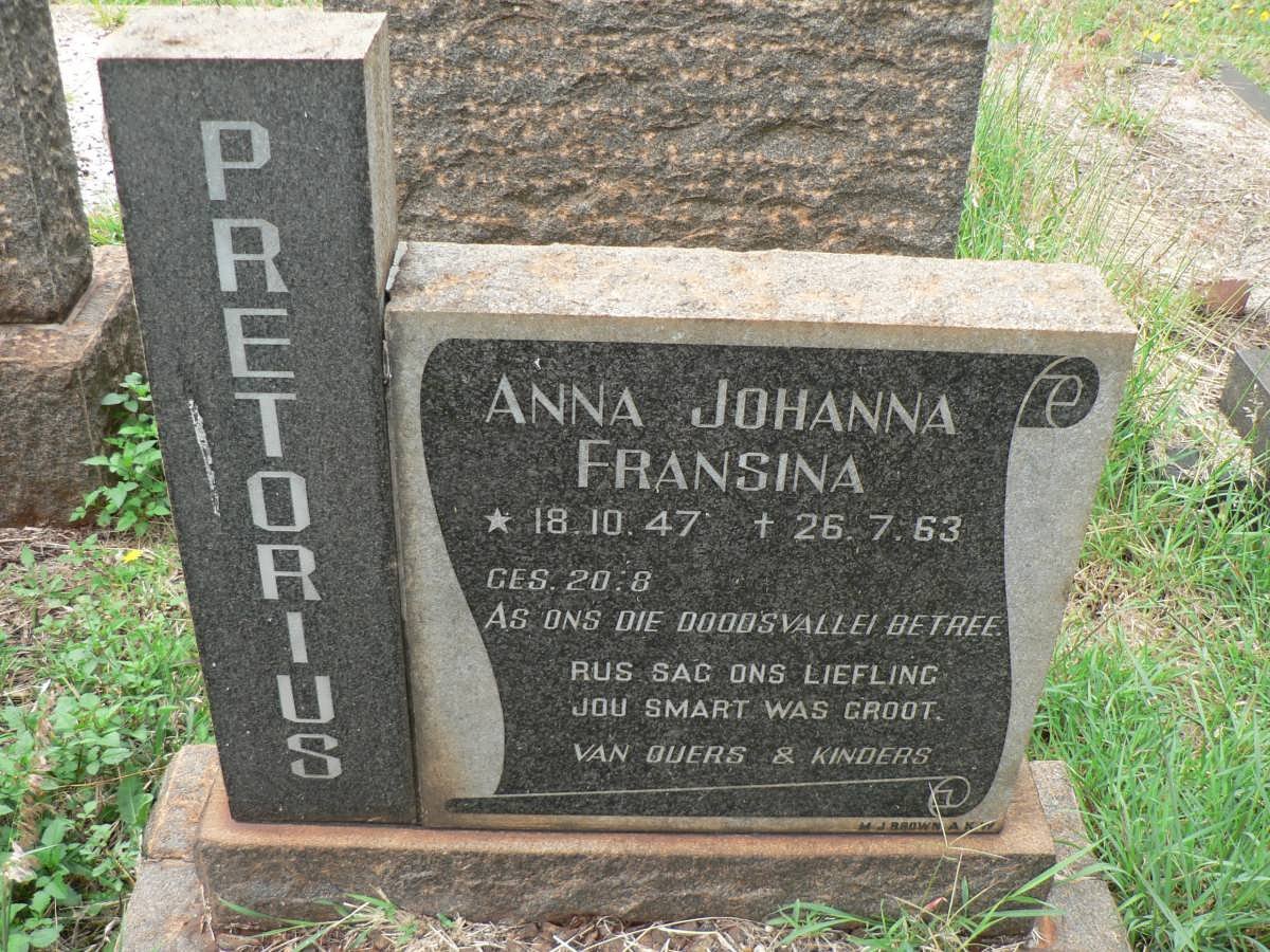 PRETORIUS Anna Johanna Fransina 1947-1963