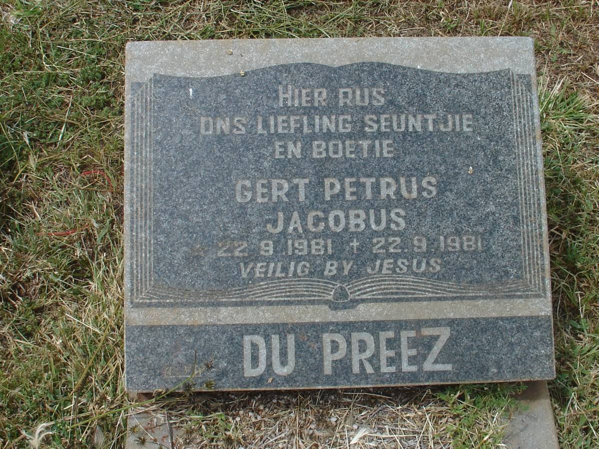 PREEZ Gert Petrus Jacobus, du 1981-1981