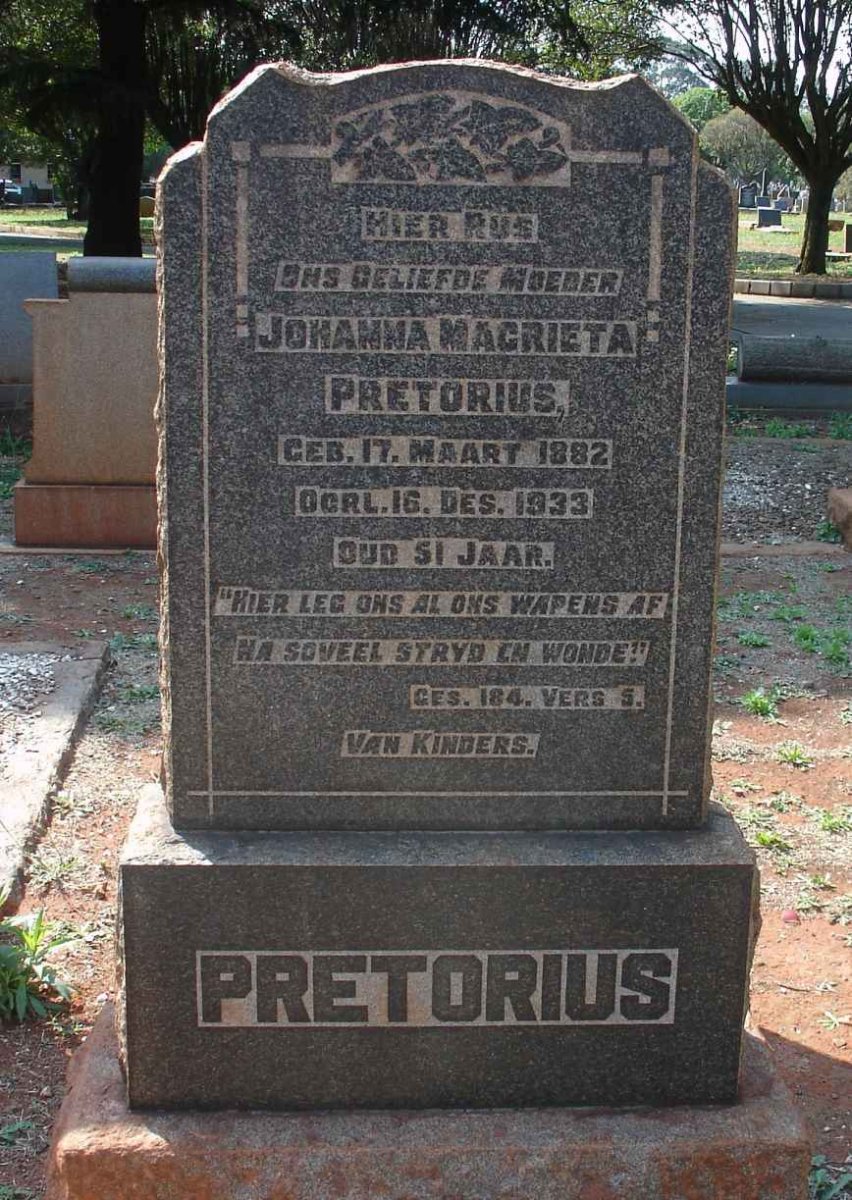 PRETORIUS Johanna Magrieta 1882-1933