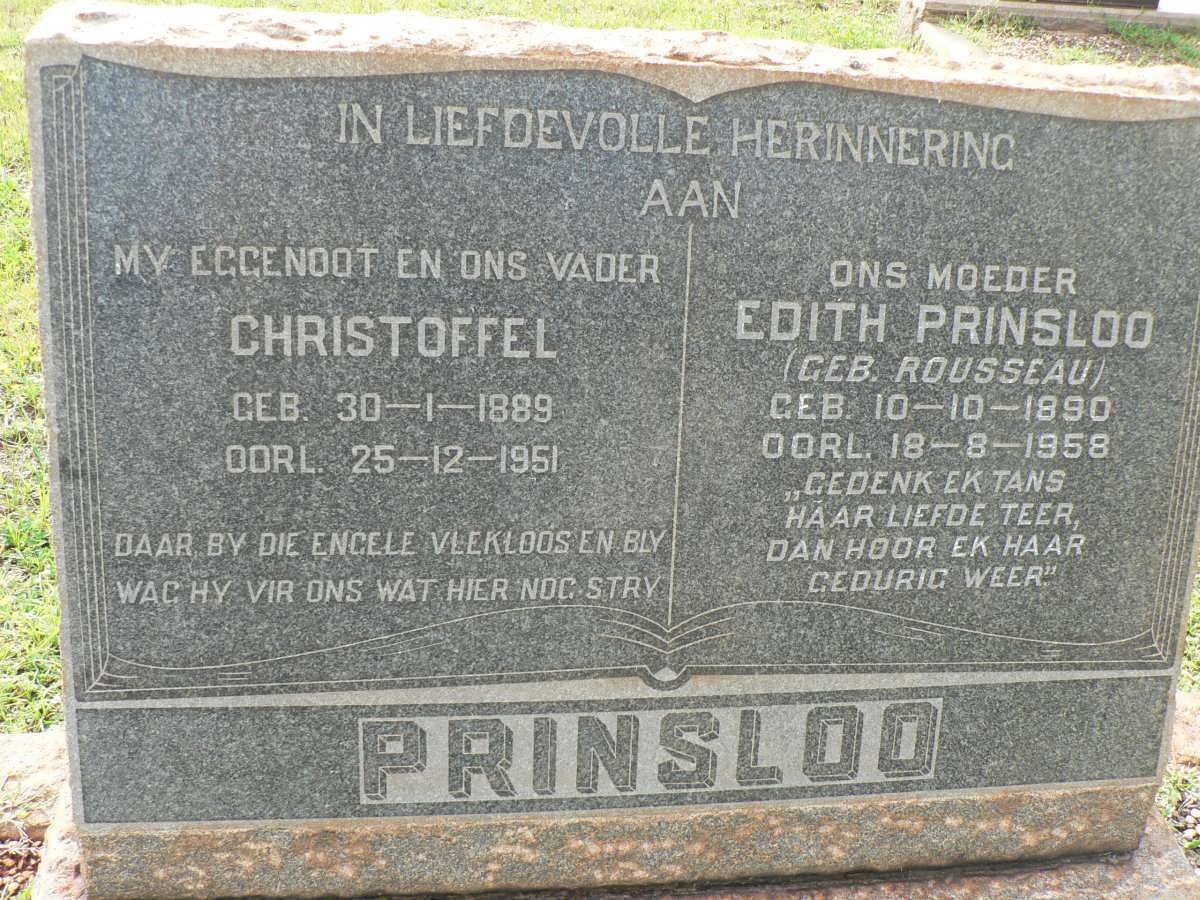 PRINSLOO Christoffel 1889-1951 &amp; Edith ROUSSEAU 1890-1958