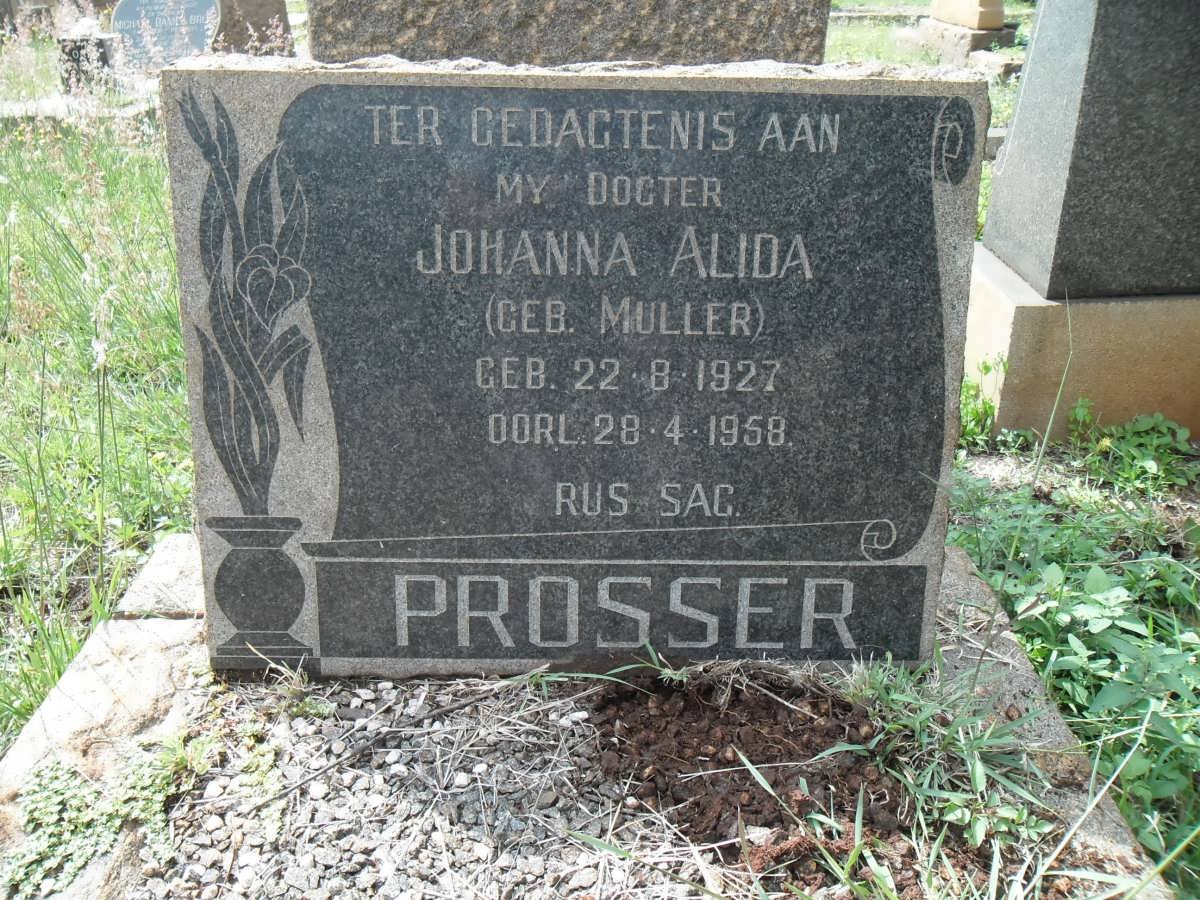 PROSSER Johanna Alida nee MULLER 1927-1958
