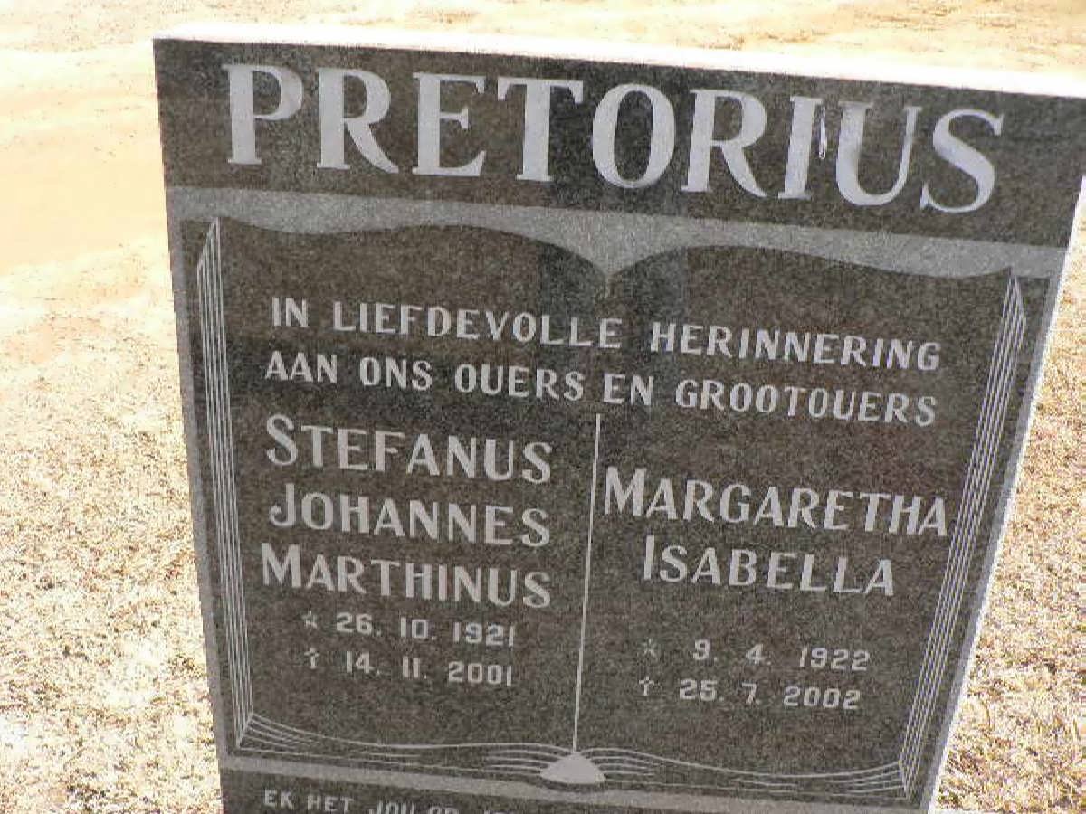 PRETORIUS Stefanus Johannes Marthinus 1921-2001 &amp; Margaretha Isabella 1922-2002