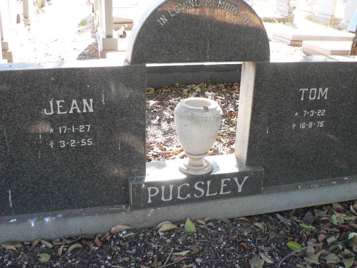 PUGSLEY Tom 1922-1976 &amp; Jean 1927-1955
