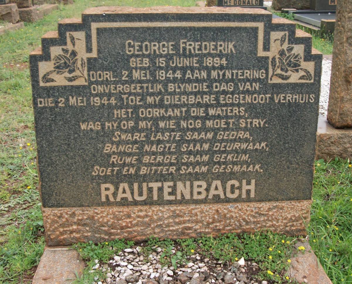 RAUTENBACH George Frederik 1894-1944