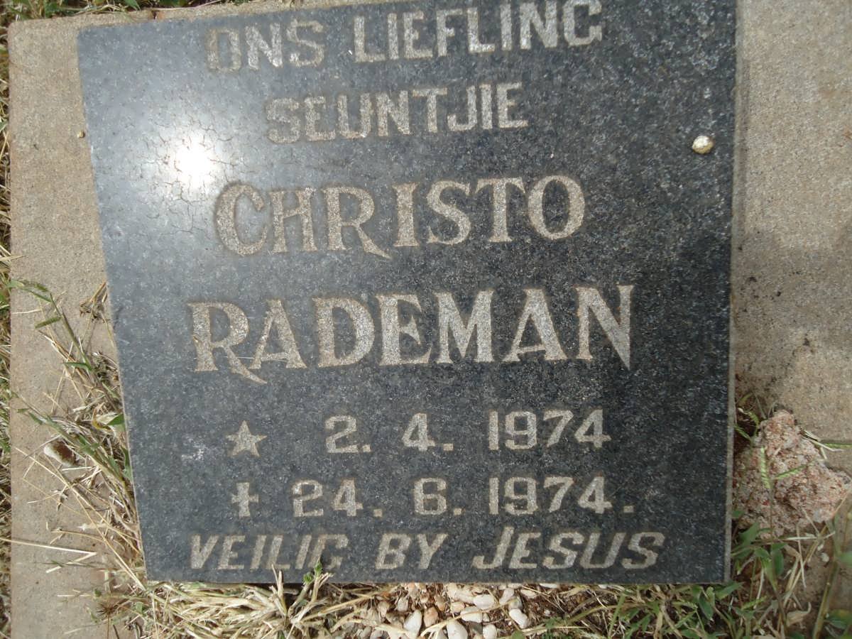 RADEMAN Christo 1974-1974