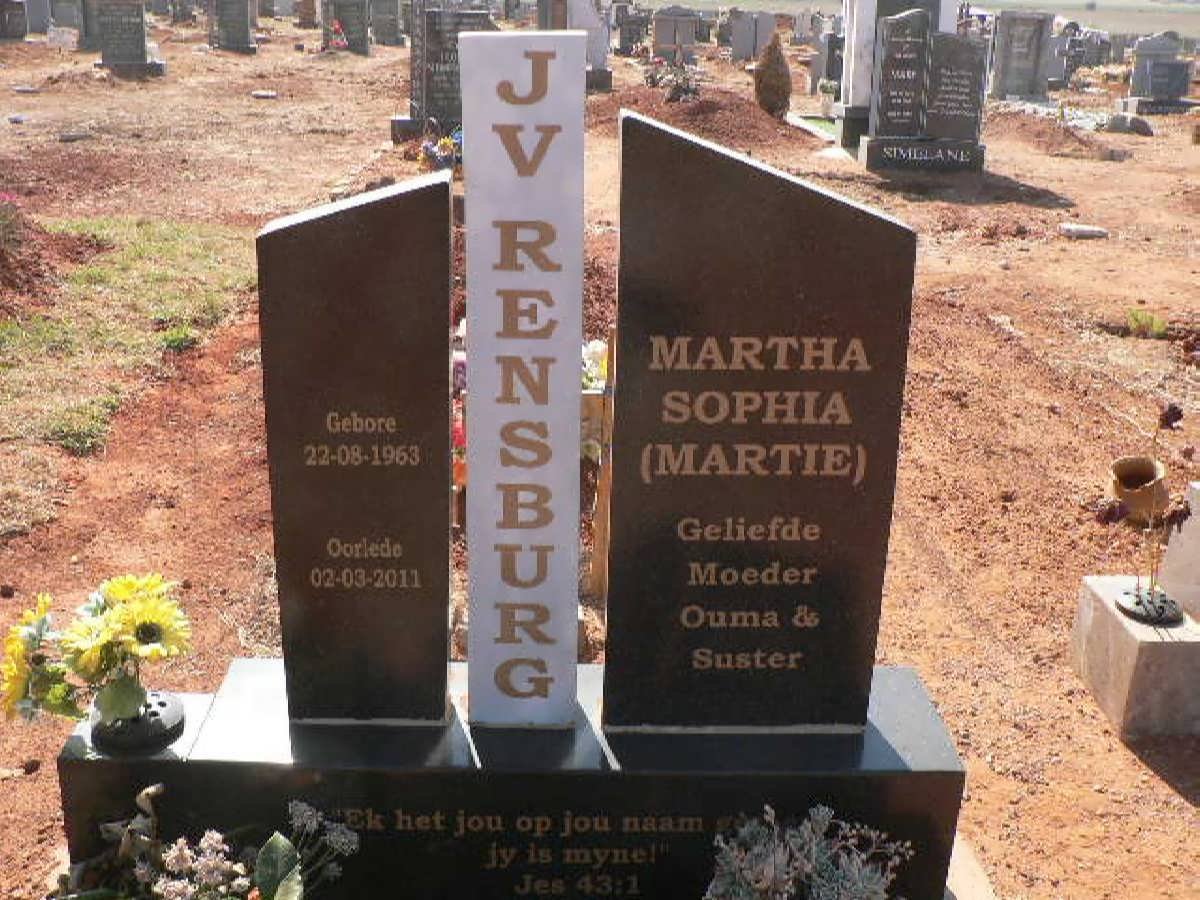 RENSBURG Martha Sophia, J.V. 1963-2011