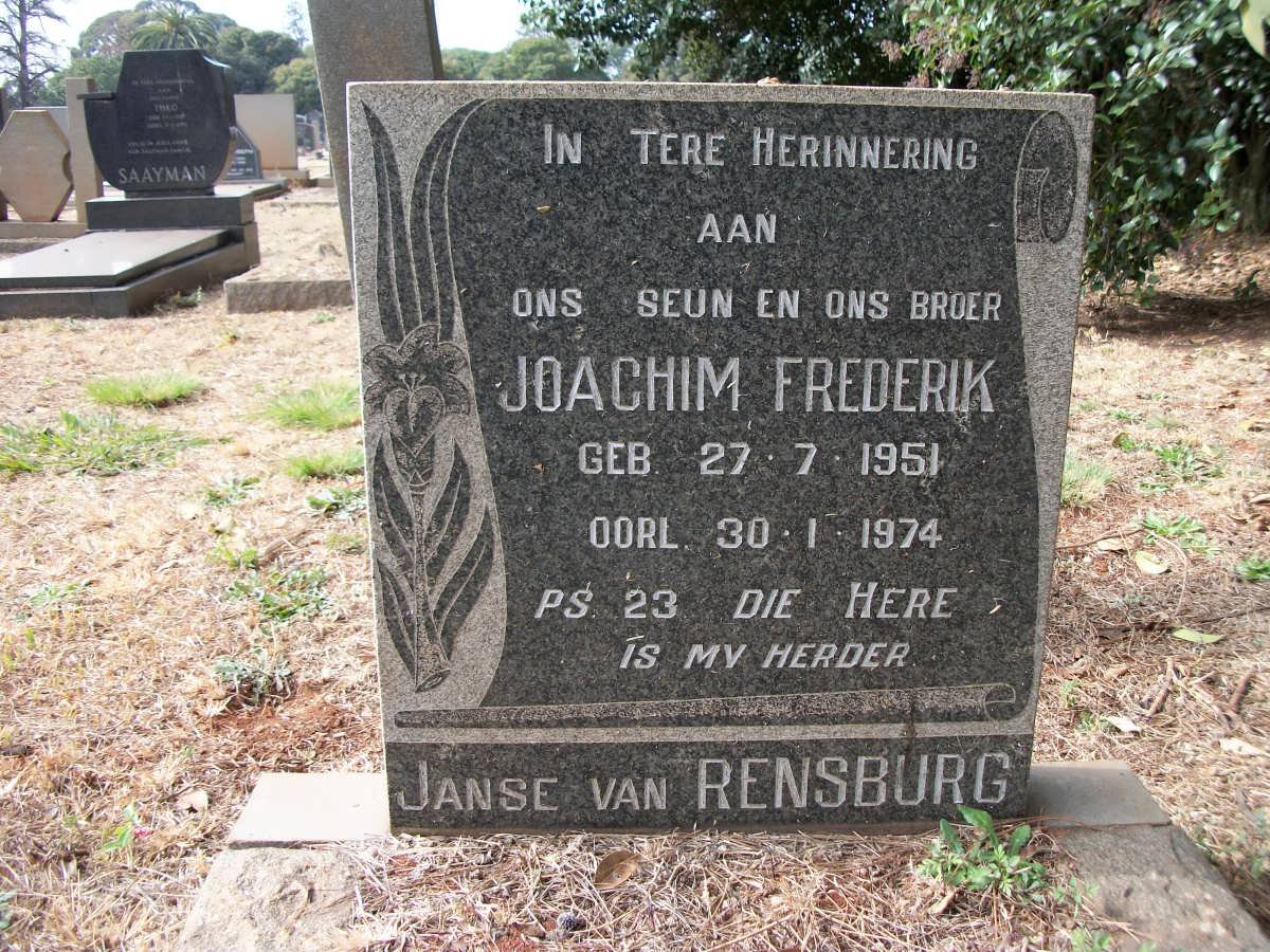 RENSBURG Joachim Frederik, Janse van 1951-1974
