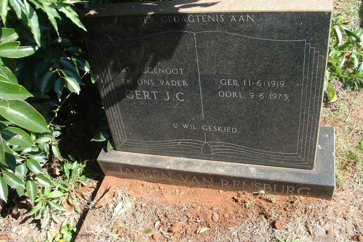 RENSBURG Gert J.C., Jansen van 1919-1973
