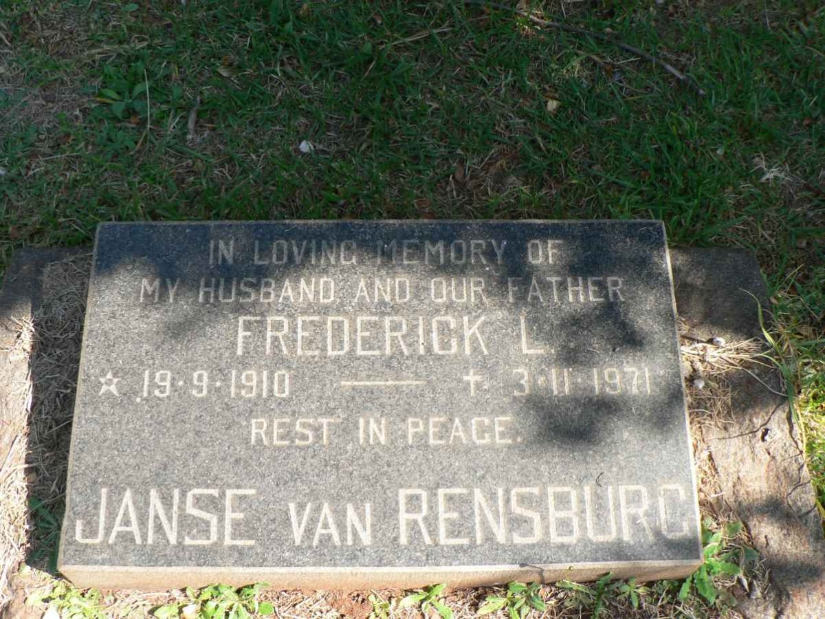 RENSBURG Frederik L., Janse van 1910-1971