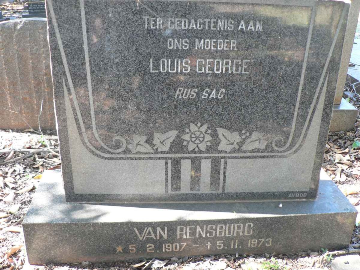 RENSBURG Louis George, van 1907-1973