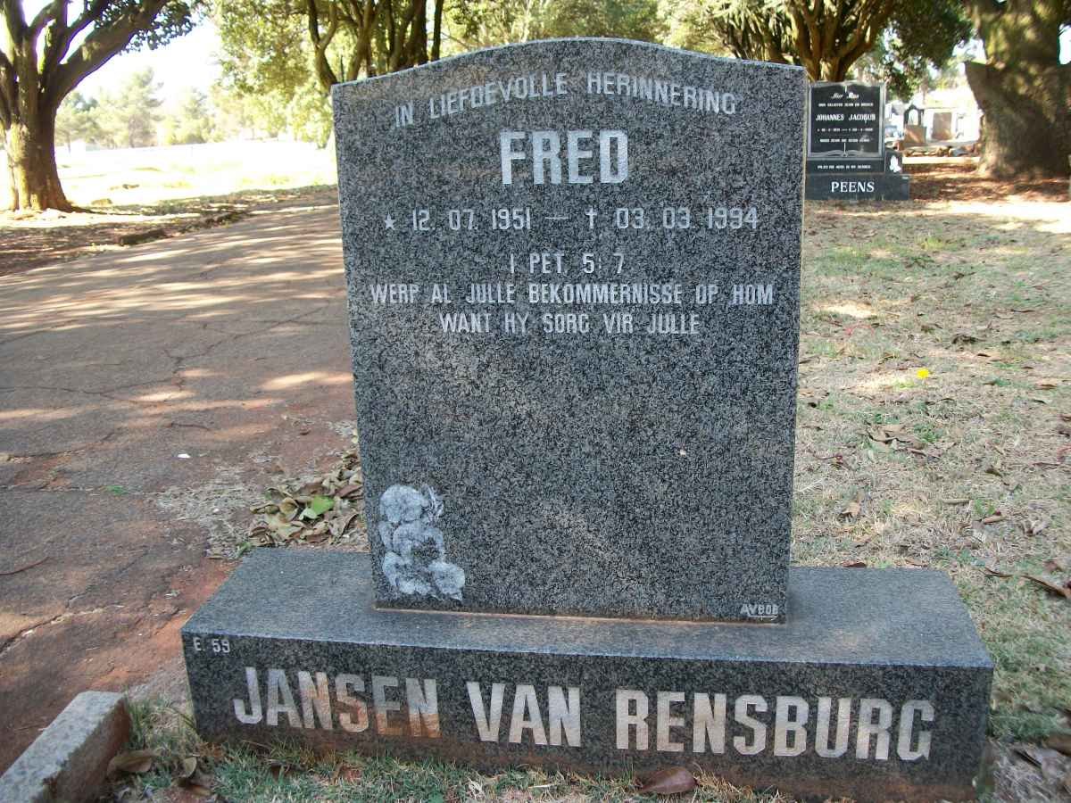RENSBURG Fred, Jansen van 1951-1994
