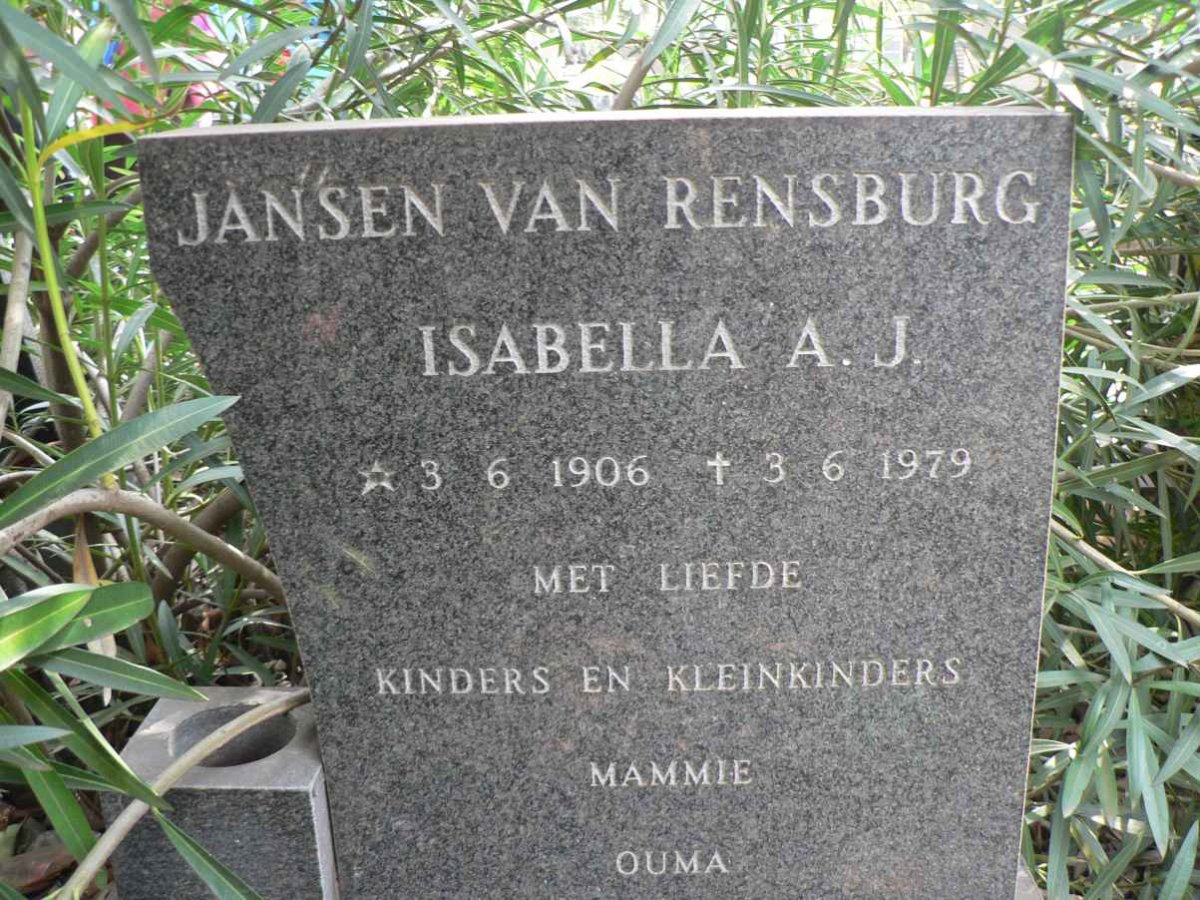 RENSBURG Isabella A.J., Jansen van 1906-1979