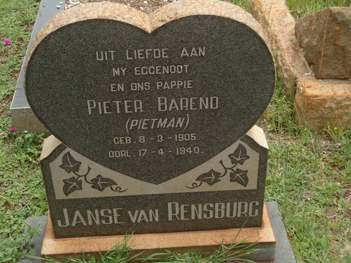 RENSBURG Pieter Barend, Janse van 1905-1940