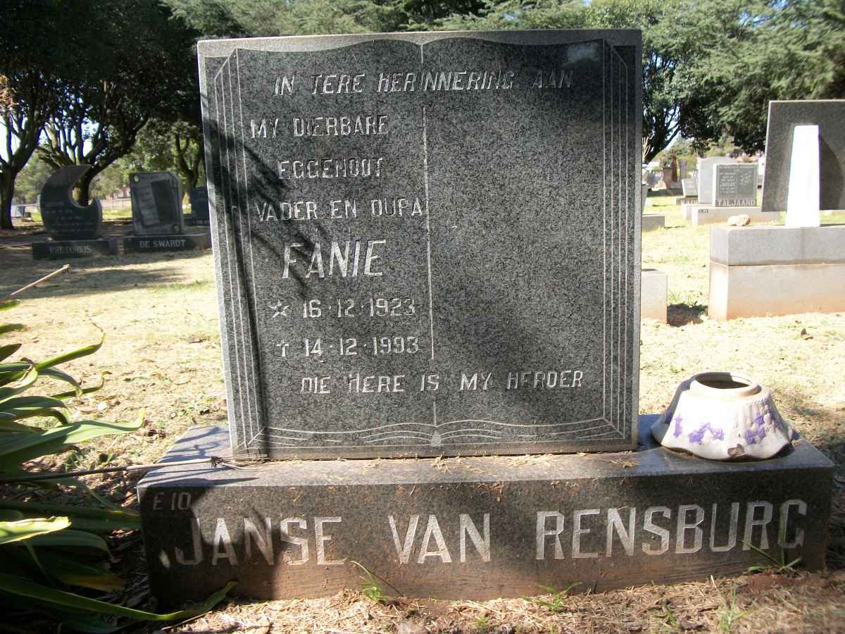 RENSBURG Fanie, Janse van 1923-1993