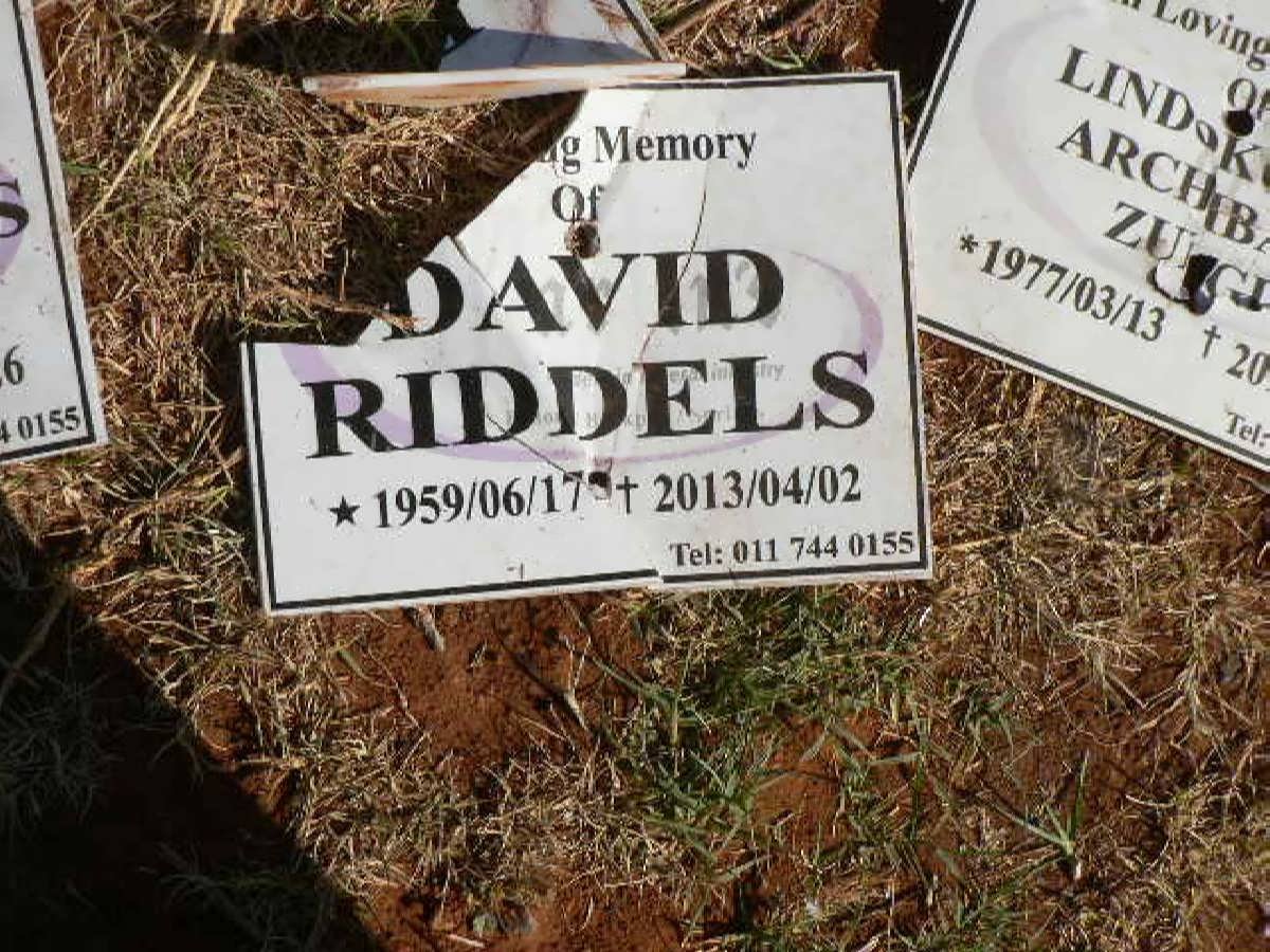 RIDDLES David 1959-2013