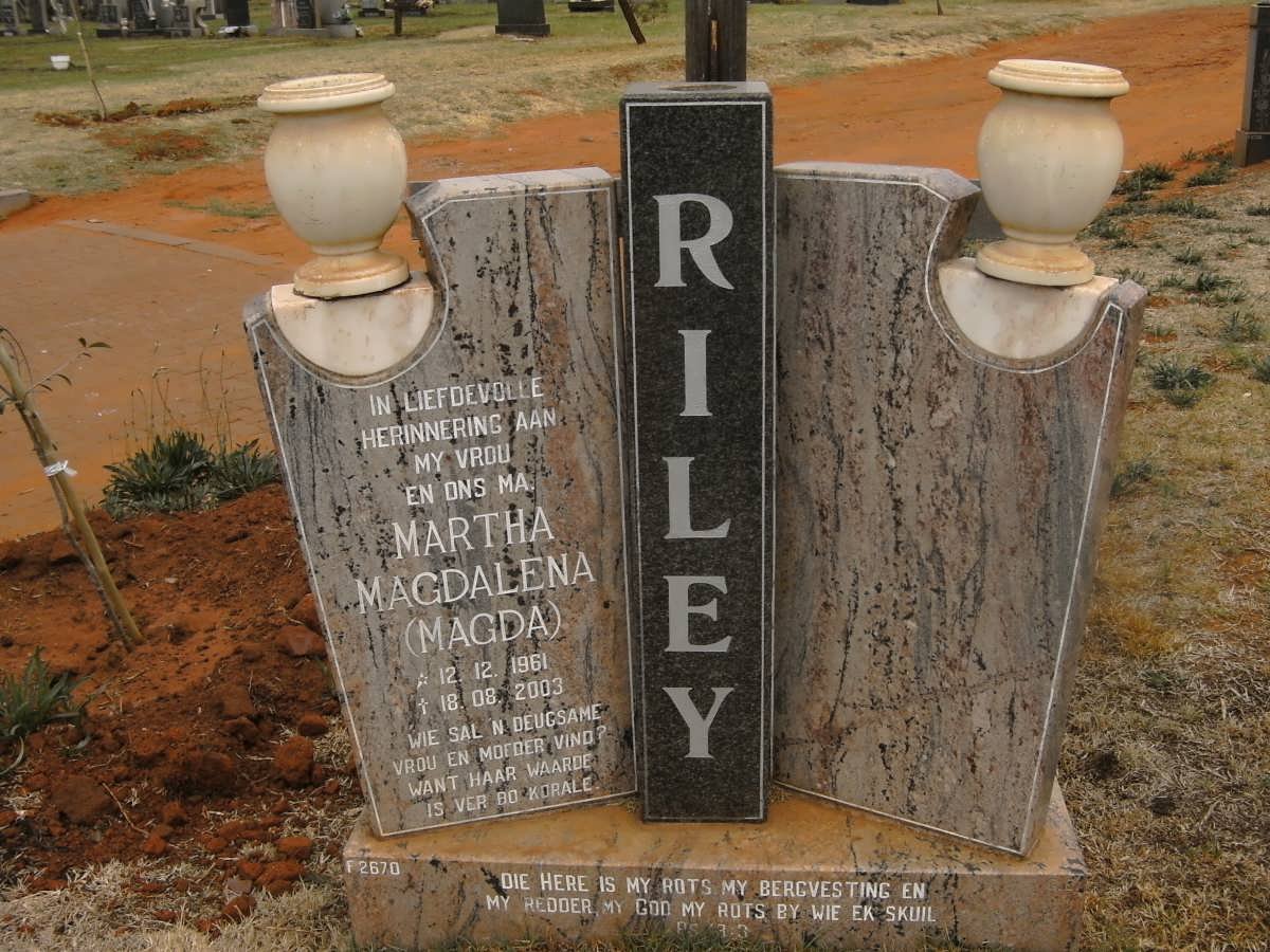 RILEY Martha Magdalena 1961-2003