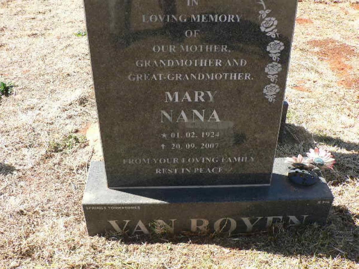 ROOYEN Mary Nana, van 1924-2007