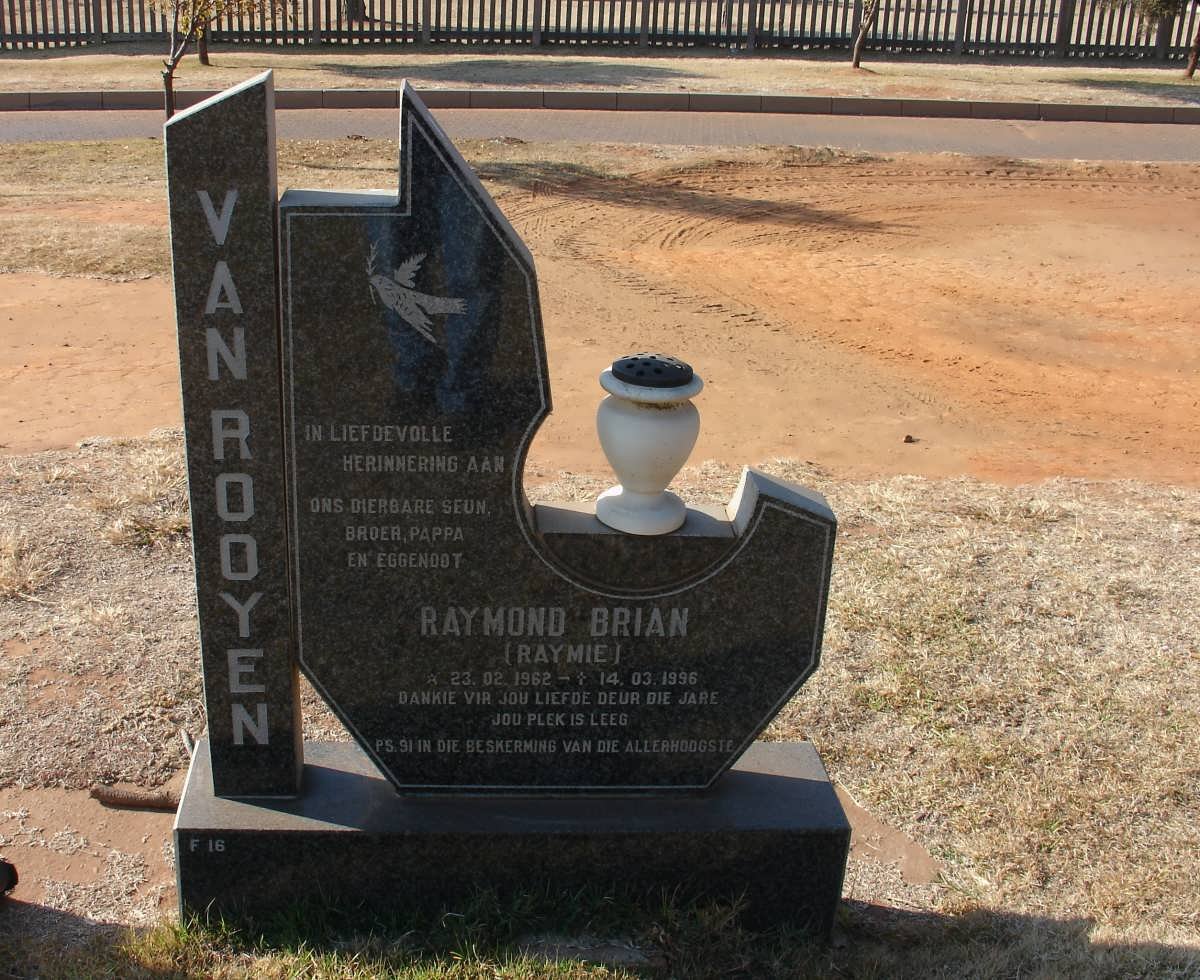 ROOYEN Raymond Brian, van 1962-1996