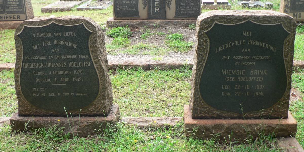 ROELOFSE Diederick Johannes 1876-191943 :: BRINK Miemsie nee ROELOFFZE 1907-1959