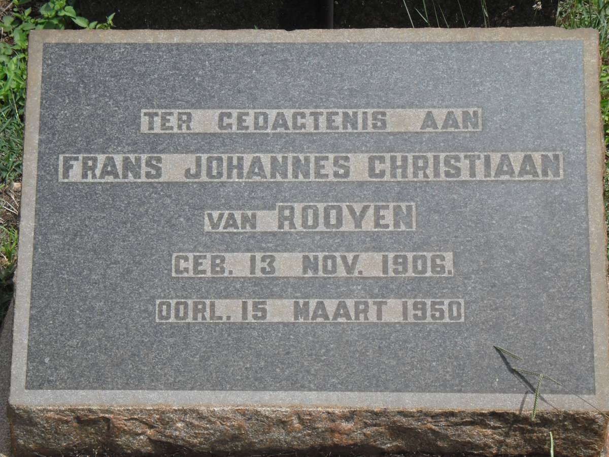 ROOYEN Frans Johannes Christiaan, van 1906-1950