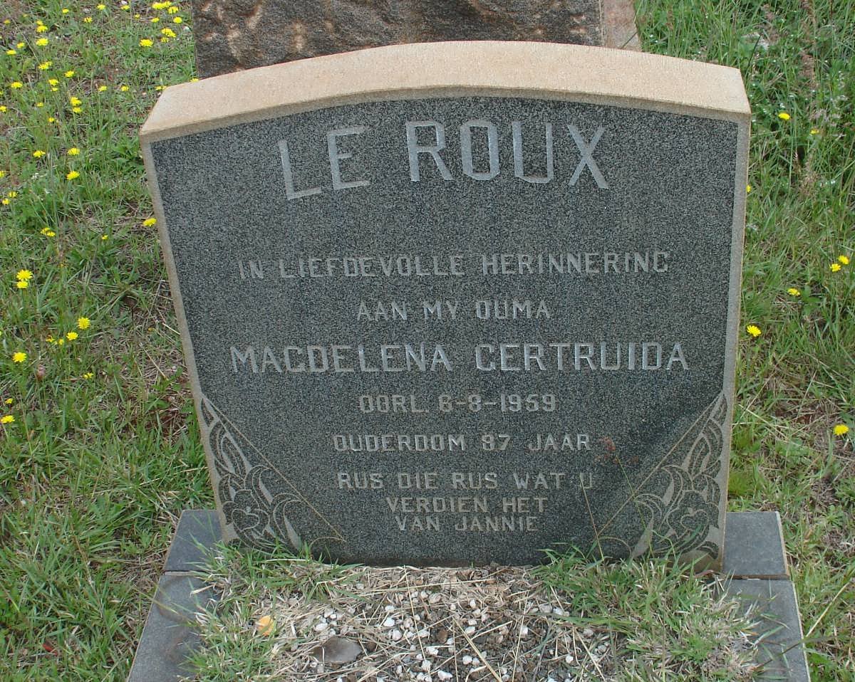 ROUX Magdelena Gertruida, le -1959