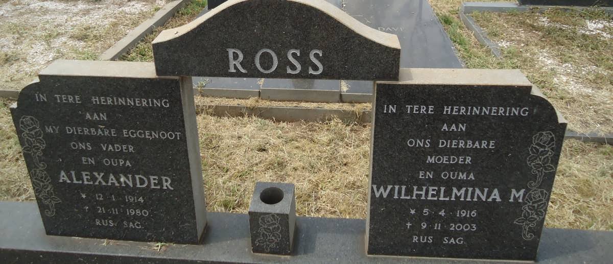 ROSS Alexander 1914-1980 &amp; Wilhelmina M. 1916-2003