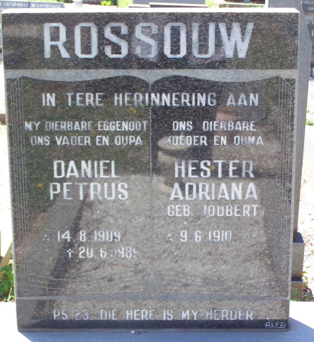 ROSSOUW Daniel Petrus 1909-1989 &amp; Hester Adriana JOUBERT 1910-