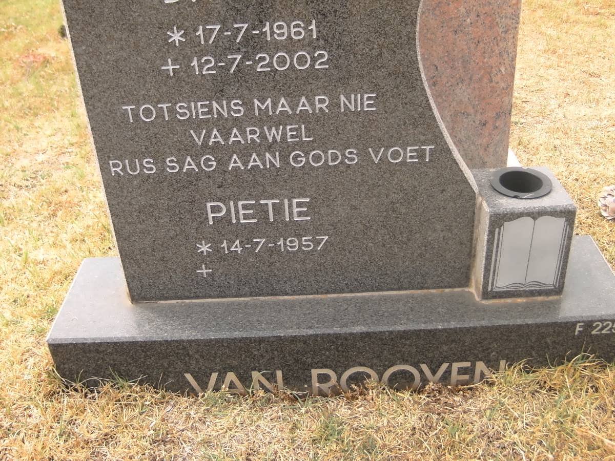 ROOYEN Driesie, van 1961-2002 &amp; Pietie 1957-