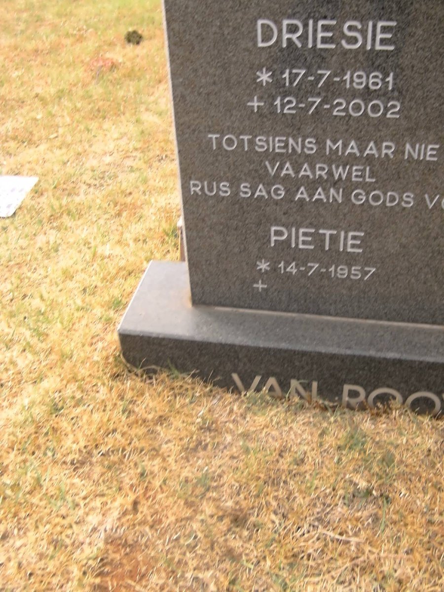 ROOYEN Driesie, van 1961-2002 &amp; Pietie 1957-