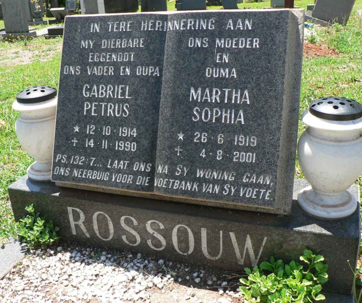 ROSSOUW Gabriel Petrus 1914-1990 &amp; Martha Sophia 1919-2001