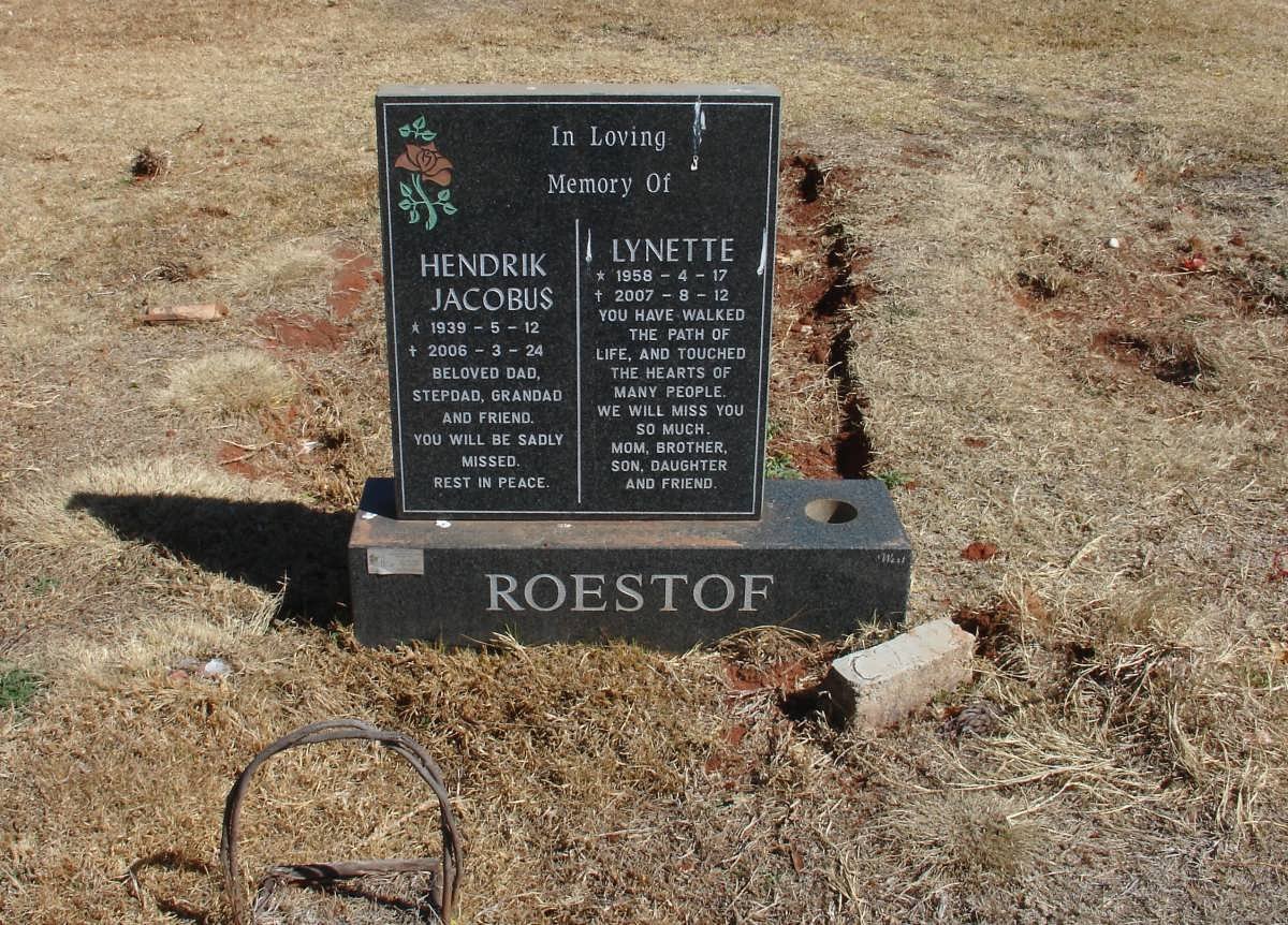 ROESTOF Hendrik Jacobus 1939-2006 &amp; Lynette 1958-2007