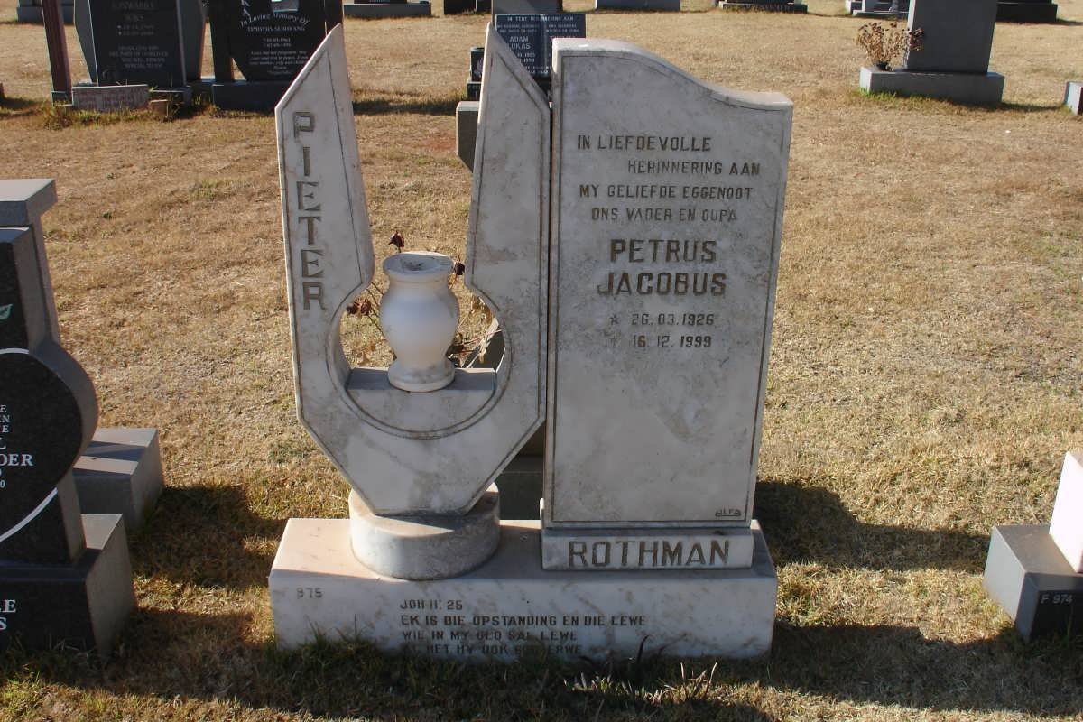 ROTHMAN Petrus Jacobus 1926-1999