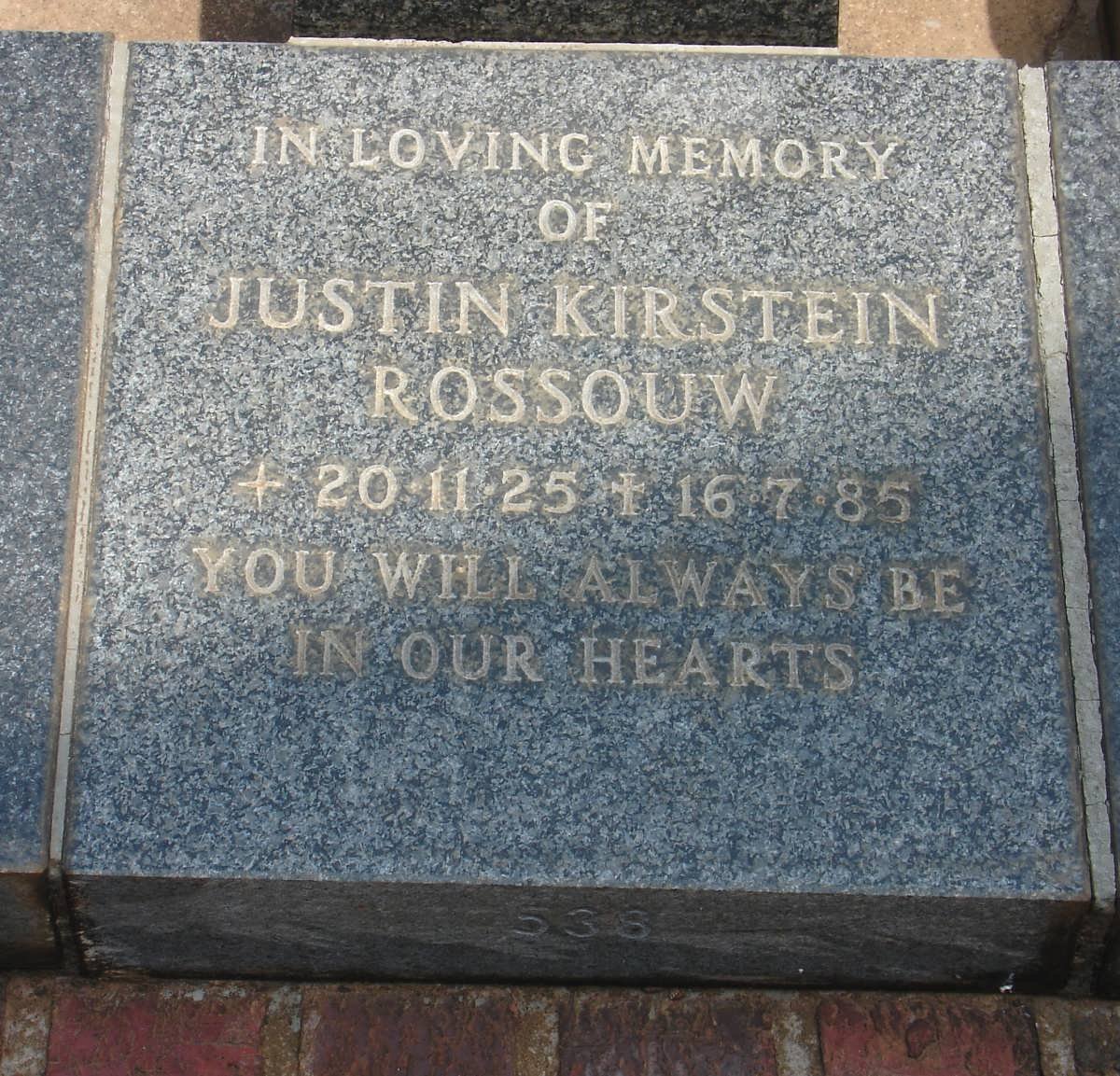 ROSSOUW Justin Kirstein 1925-1985