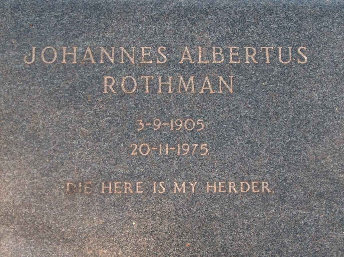 ROTHMAN Johannes Albertus 1905-1975