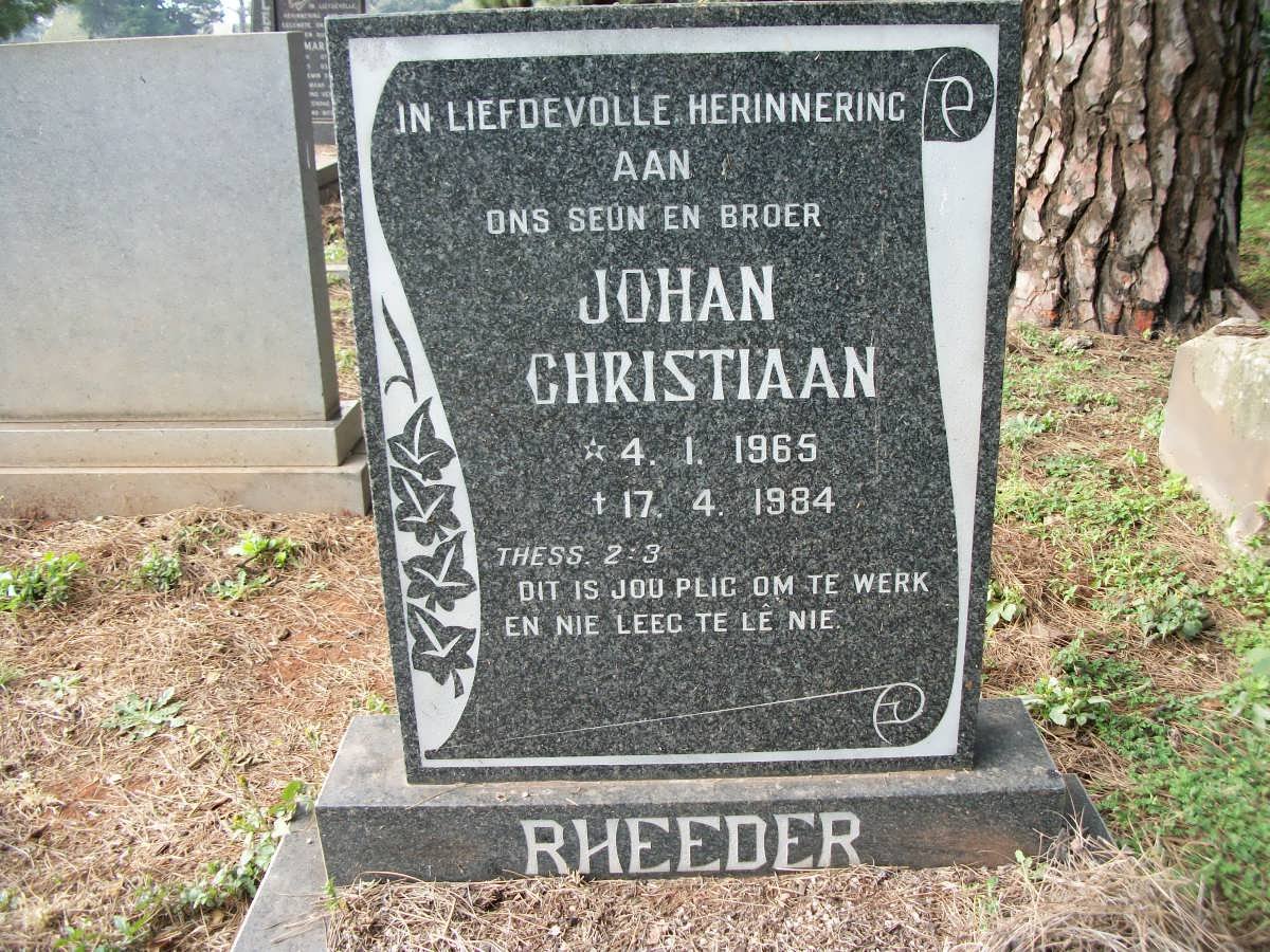 RHEEDER Johan Christiaan 1965-1984