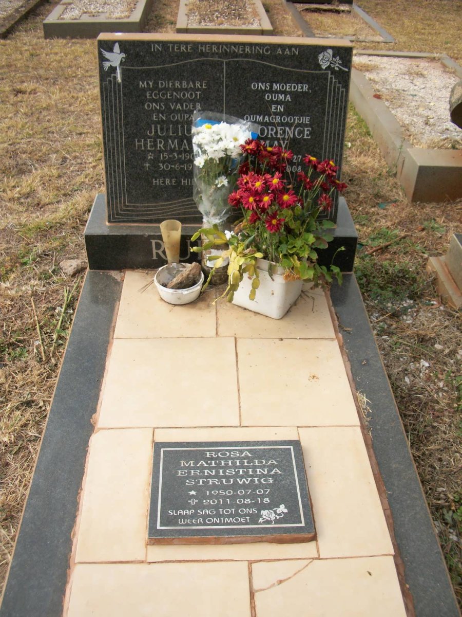 RÜHLING Julius Hermann 1907-1976 &amp; Florence May 1927-2008 :: STRUWIG Rosa Mathilda Ernistina 1950-2011
