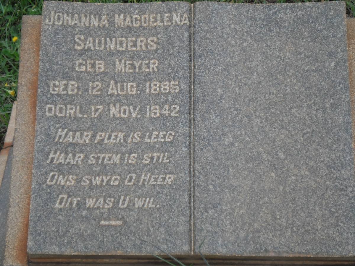 SAUNDERS Johanna Magdelena nee MEYER 1885-1942