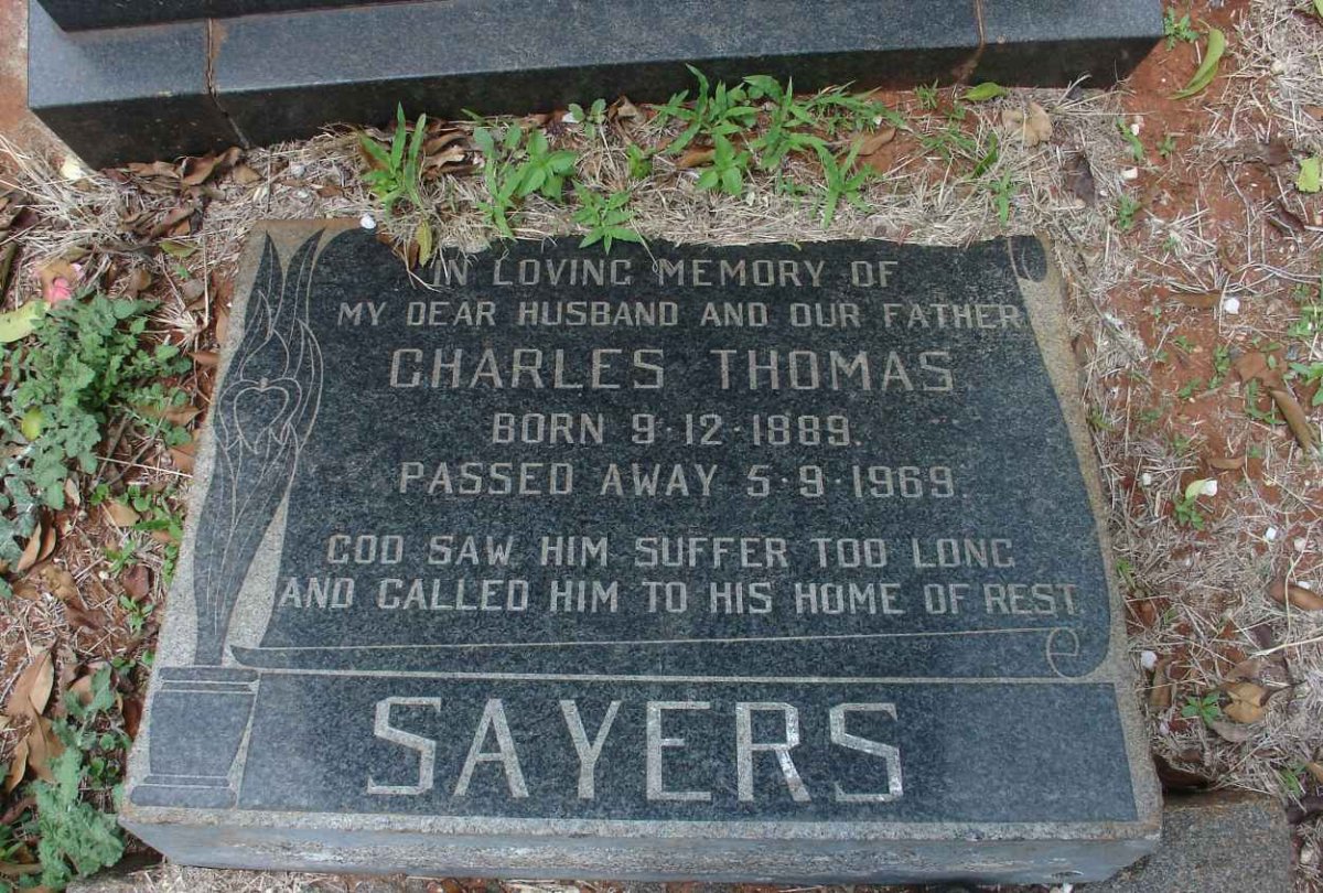 SAYERS Charles Thomas 1889-1969
