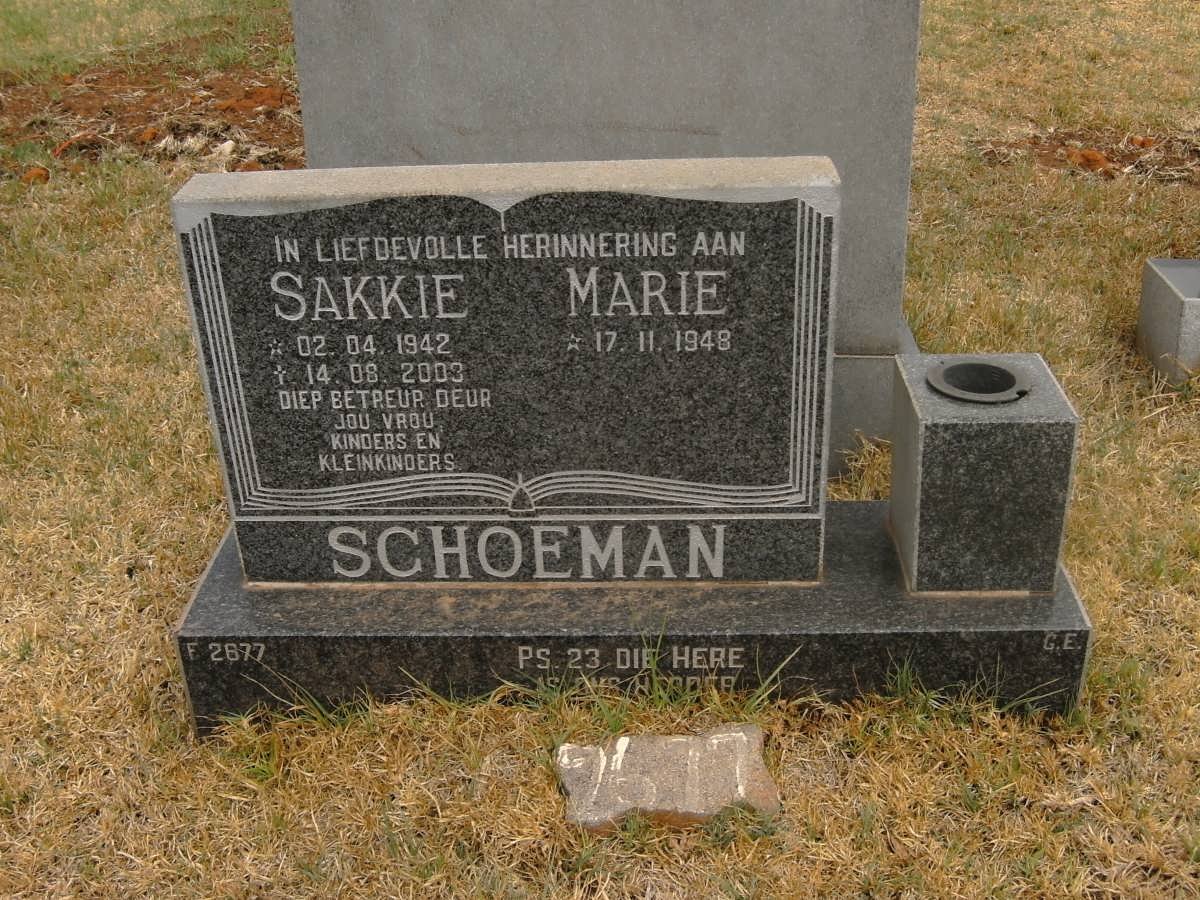 SCHOEMAN Sakkie 1942-2003 &amp; Marie 1948-