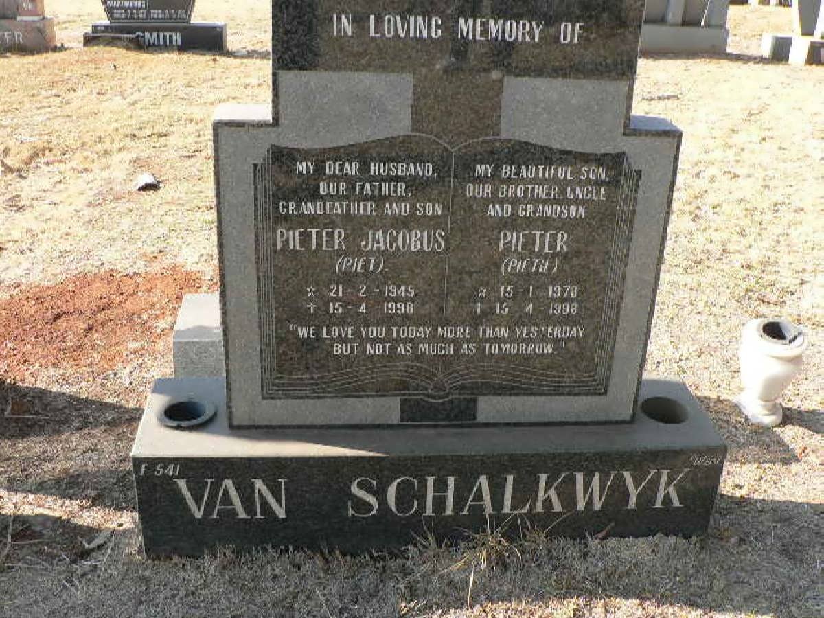 SCHALKWYK Pieter Jacobus, van 1945-1998 :: Pieter 1970-1998