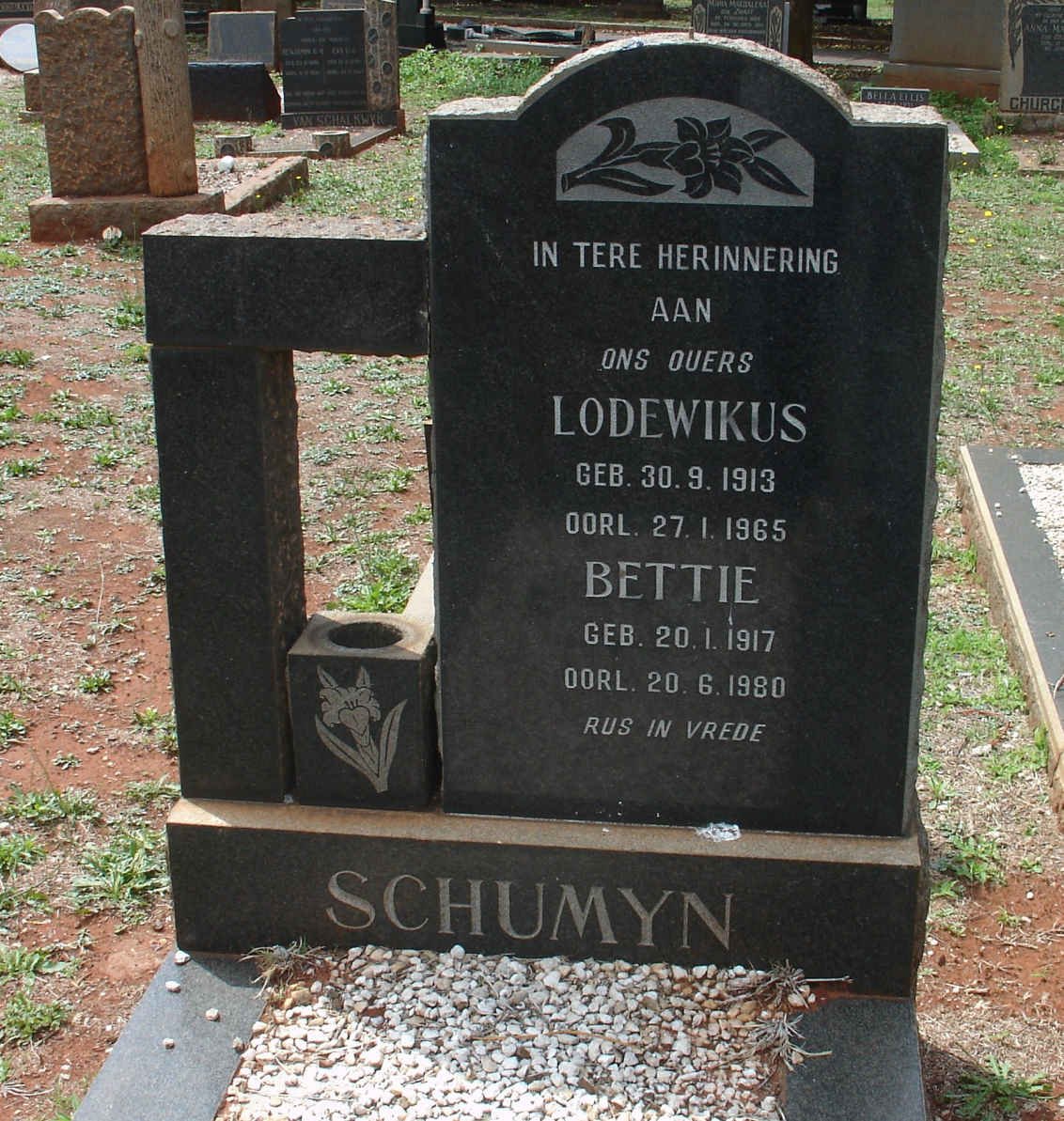 SCHUMYN Lodewikus 1913-1965 &amp; Bettie 1917-1980