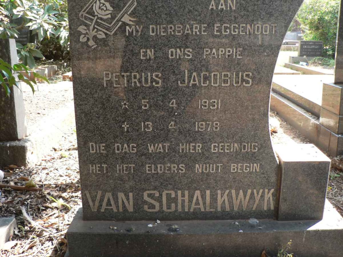 SCHALKWYK Petrus Jacobus, van 1931-1978