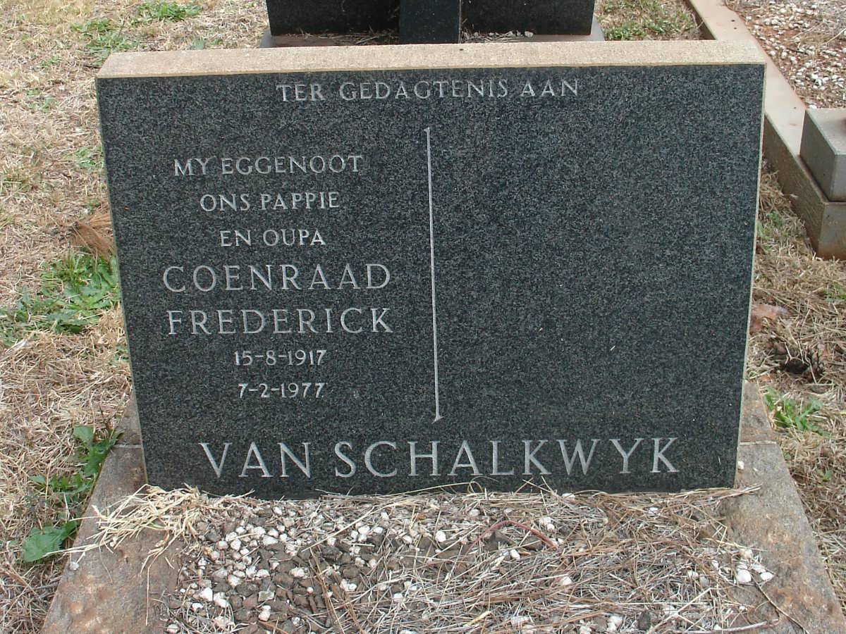 SCHALKWYK Coenraad Frederick, van 1917-1977