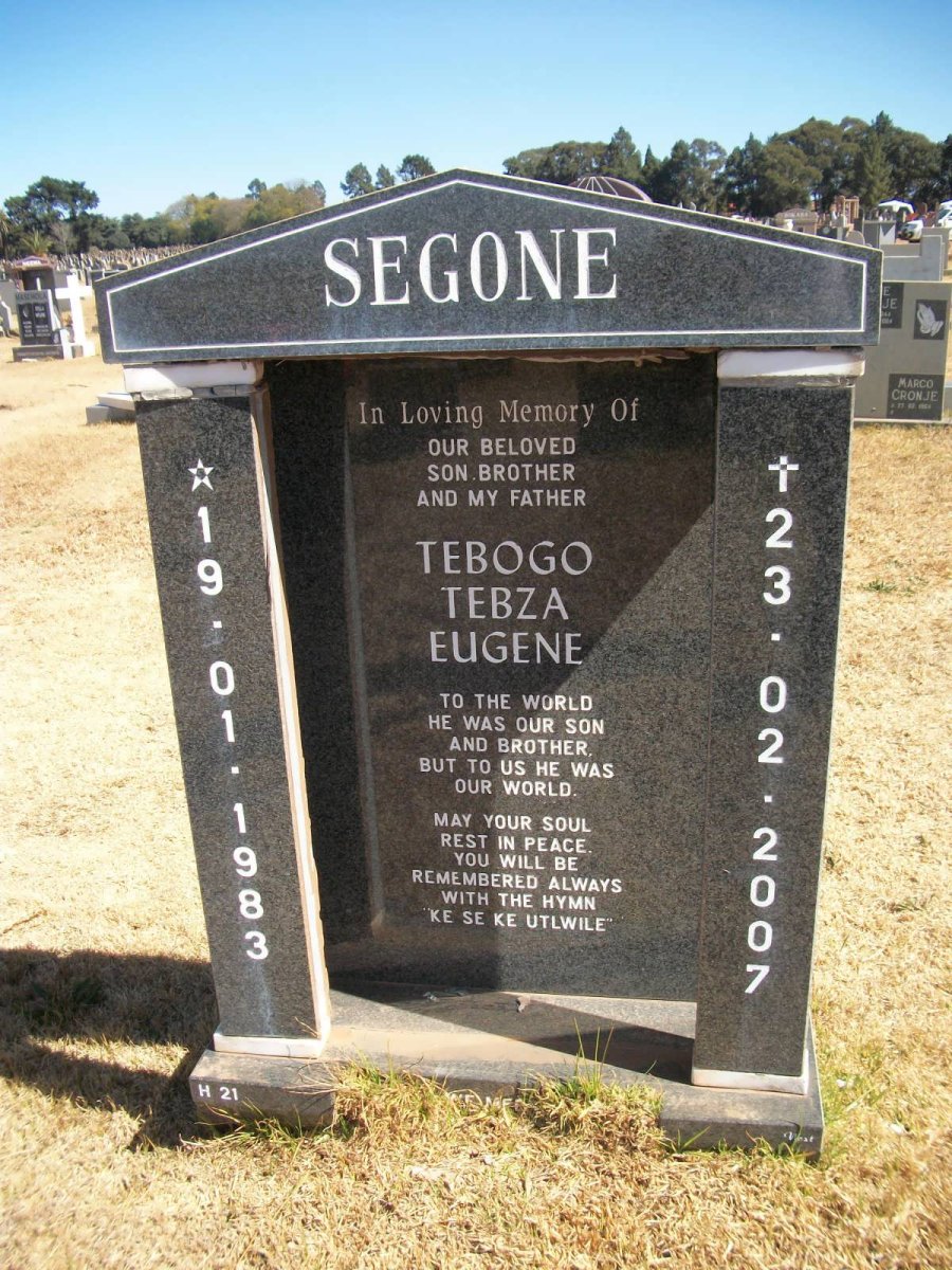 SEGONE Tebogo Tebza Eugene 1983-2007