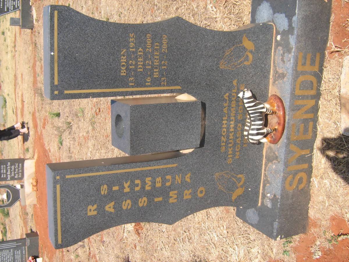 SIYENDE Rassimro Sikumbuza 1935-2009