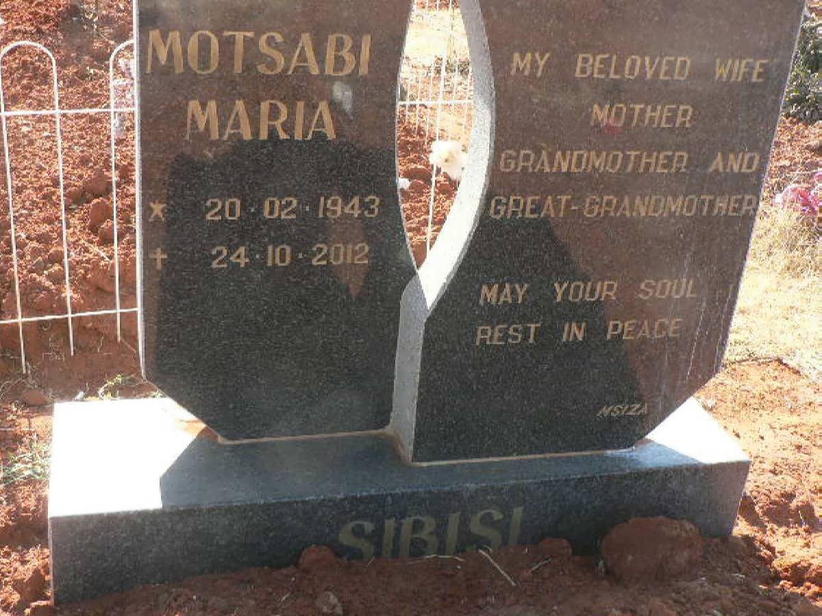 SIBISI Motsabi Maria 1943-2012
