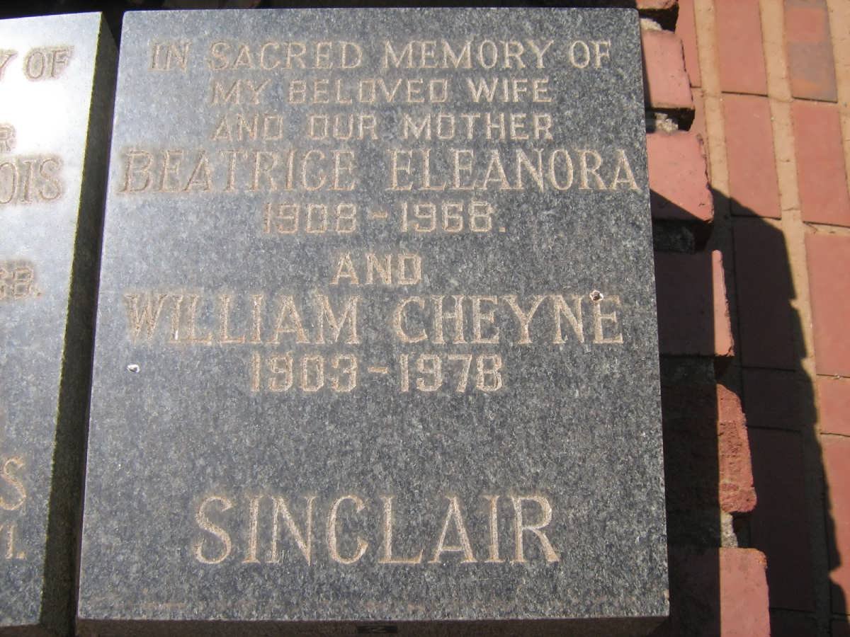 SINCLAIR William Cheyne 1903-1978 Beatrice Eleanora 1908-1968